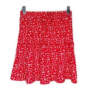 No Boundaries - Red/White Floral Mini Skirt - 3/5